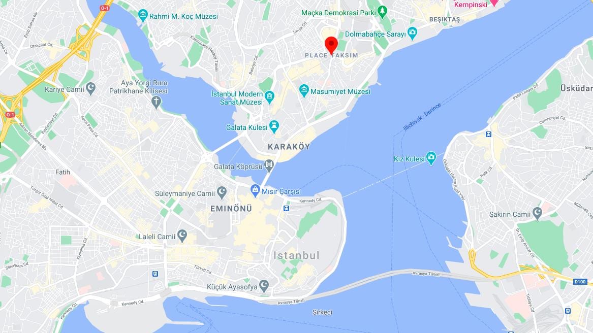 карта площадь Таксим Стамбул
