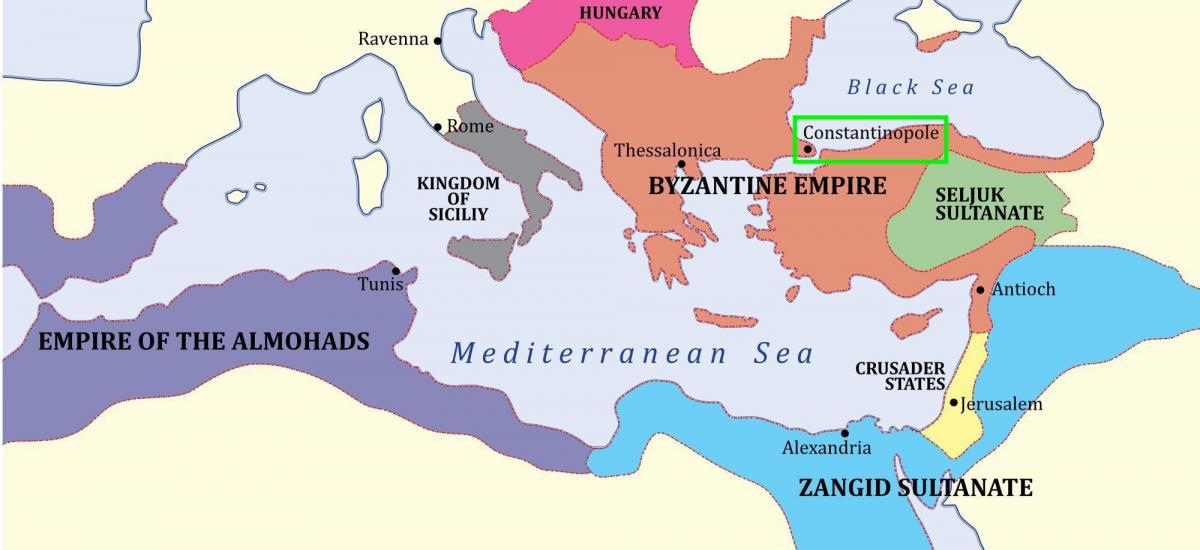 Константинополь на карте Европы
