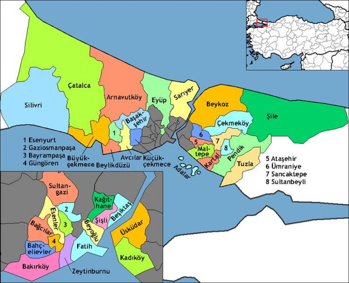 Стамбул регионам карте