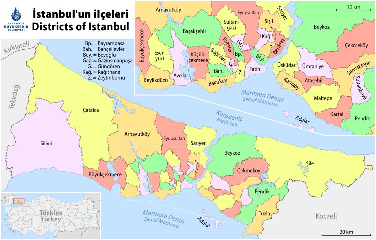 Стамбул кварталы карте