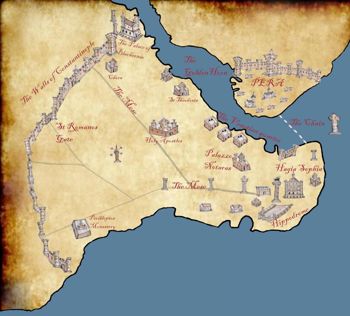 карта Константинополя 1453